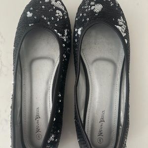 Nature Breeze Black Sequin Ballet Shoes